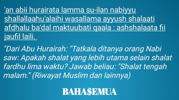 Hadits Waktu Sholat Tahajud 2